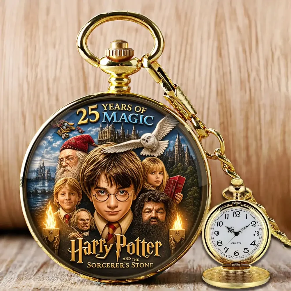 Harry Potter 25th Anniversary Movie Pocket Watch Harry Potter Merch Home Decor Fans Gifts - Kdjoy Harry Potter 25th Anniversary Movie Pocket Watch Harry Potter Merch Home Decor Fans Gifts - Kdjoy