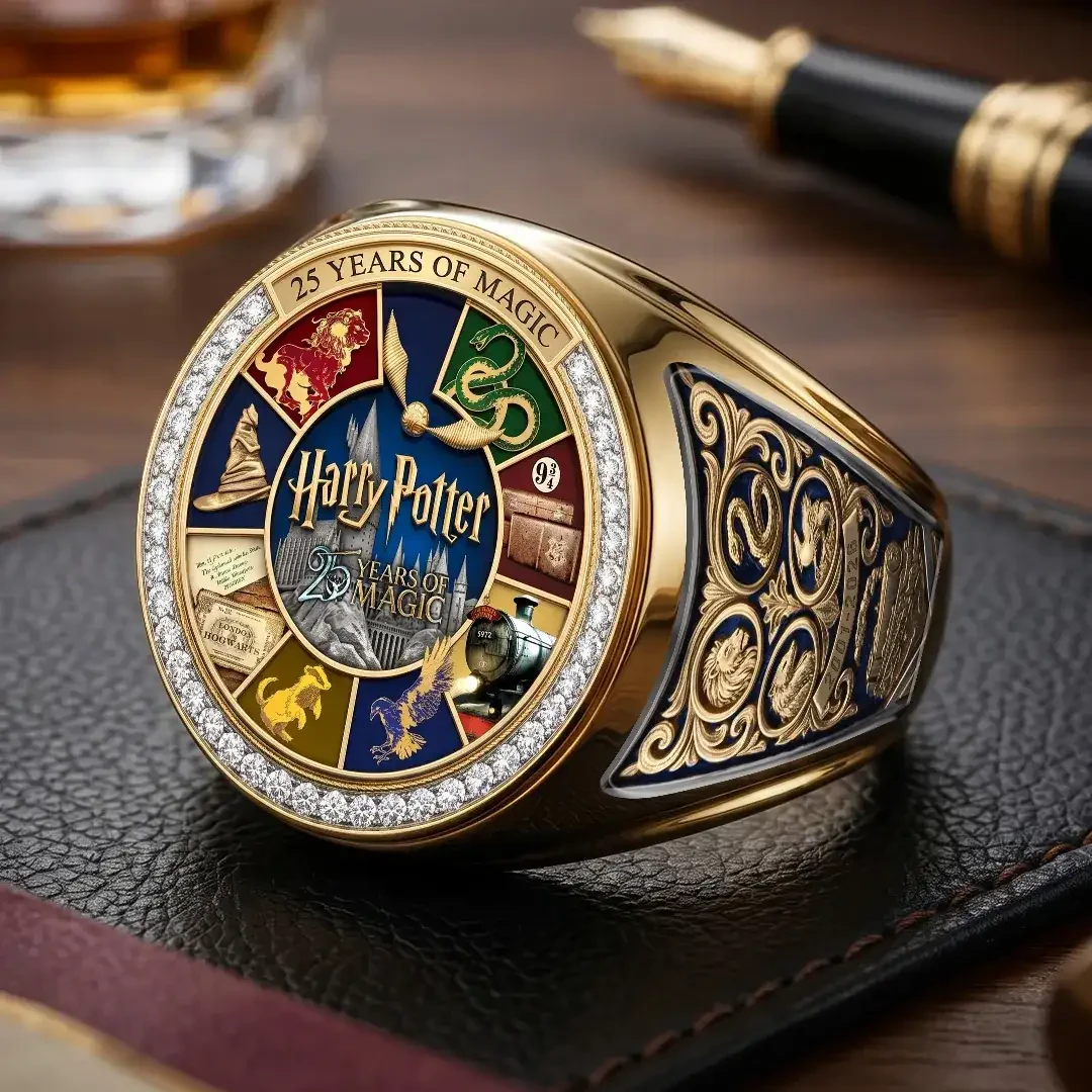 Harry Potter 25th Anniversary Philosopher's Stone Hogwarts Magical Ring Harry Potter Merchandise - Kdjoy