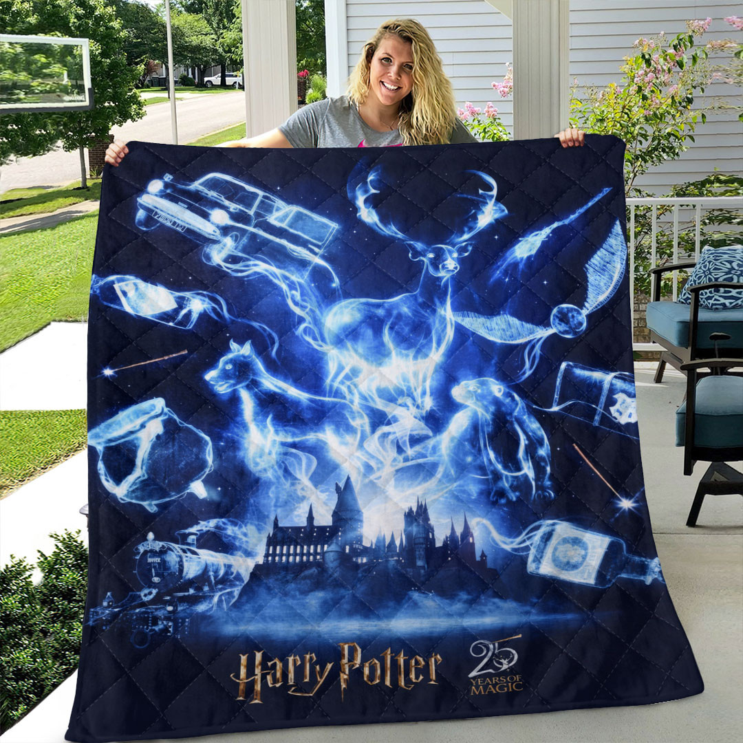 Harry Potter 25th Anniversary Quilt Blanket Harry Potter Merch Gift for Son - Kdjoy