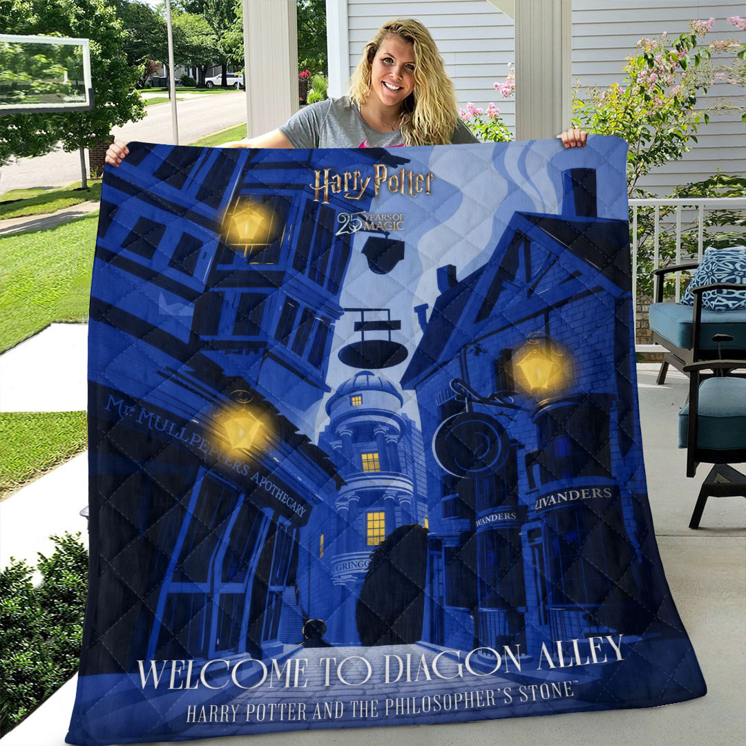 Harry Potter 25th Anniversary Quilt Blanket Welcome To Diagon Alley Blanket Harry Potter Merch - Kdjoy Harry Potter 25th Anniversary Quilt Blanket Welcome To Diagon Alley Blanket Harry Potter Merch - Kdjoy
