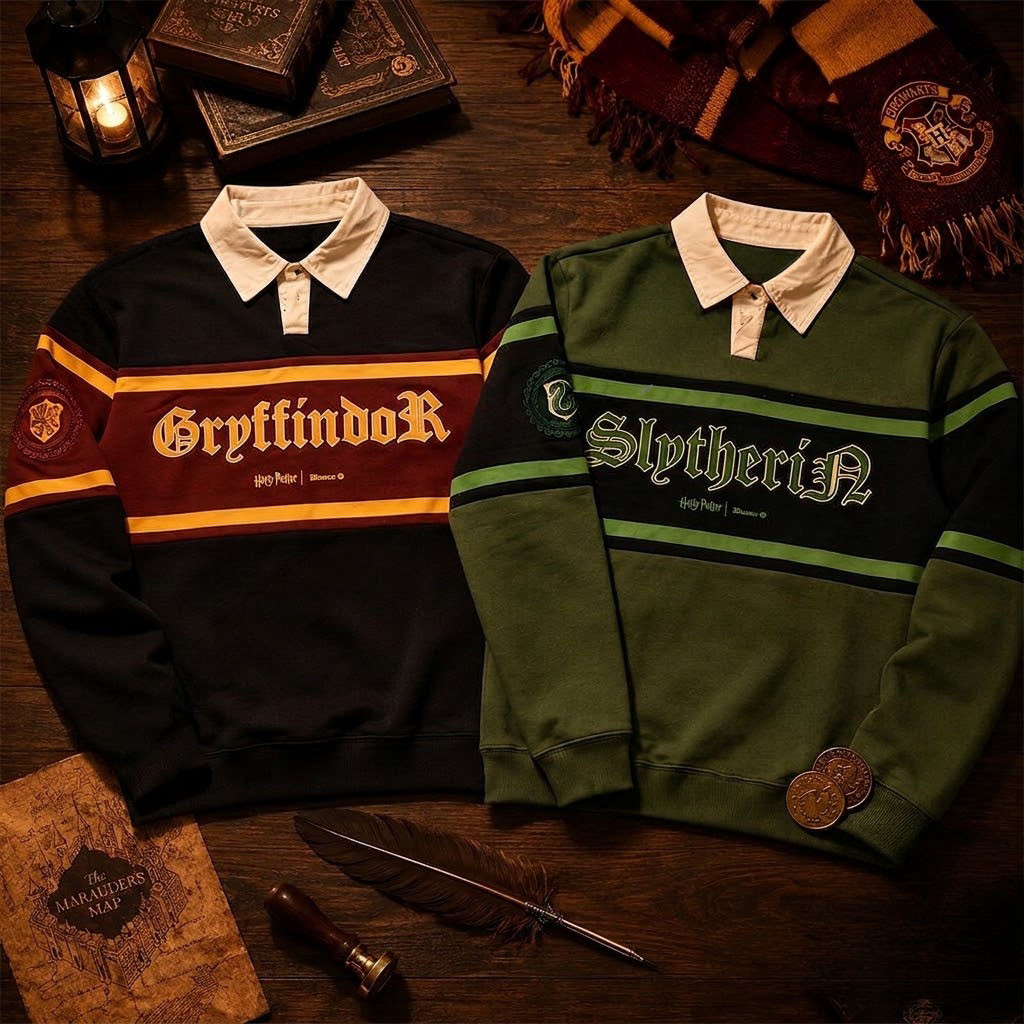 Harry Potter Gryffindor And Slytherin Long Sleeve Rugby Shirt Harry Potter Merch Fan Gifts - Kdjoy