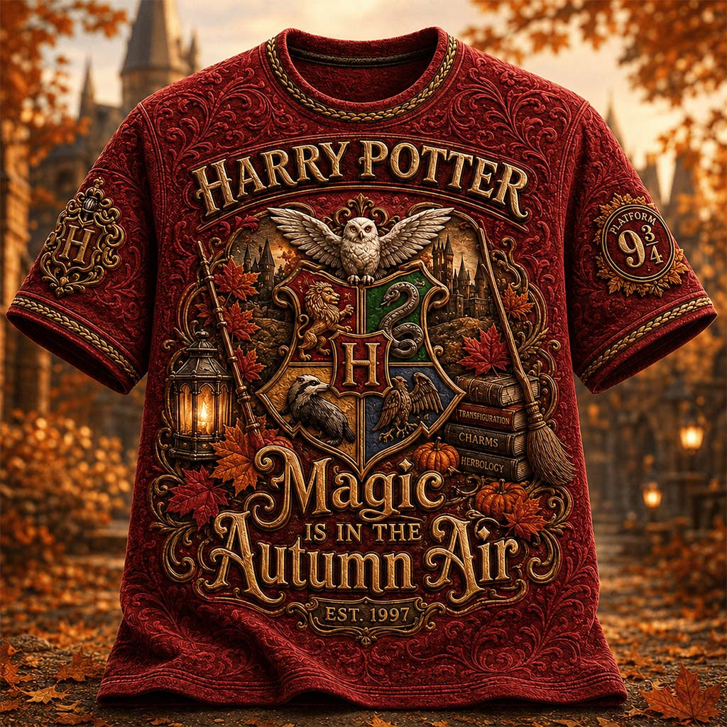 Harry Potter Magic Is In The Autumn Air T-Shirt Fall Outfits Harry Potter Merch Fan Gifts - Kdjoy Harry Potter Magic Is In The Autumn Air T-Shirt Fall Outfits Harry Potter Merch Fan Gifts - Kdjoy