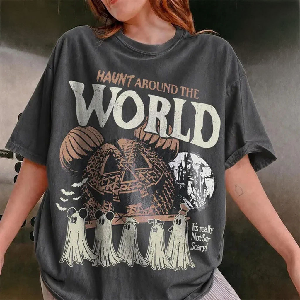 Haunt Around The World D Epcot Halloween Shirt Mickey Friends Pumpkin Tee Halloween Presents - Kdjoy
