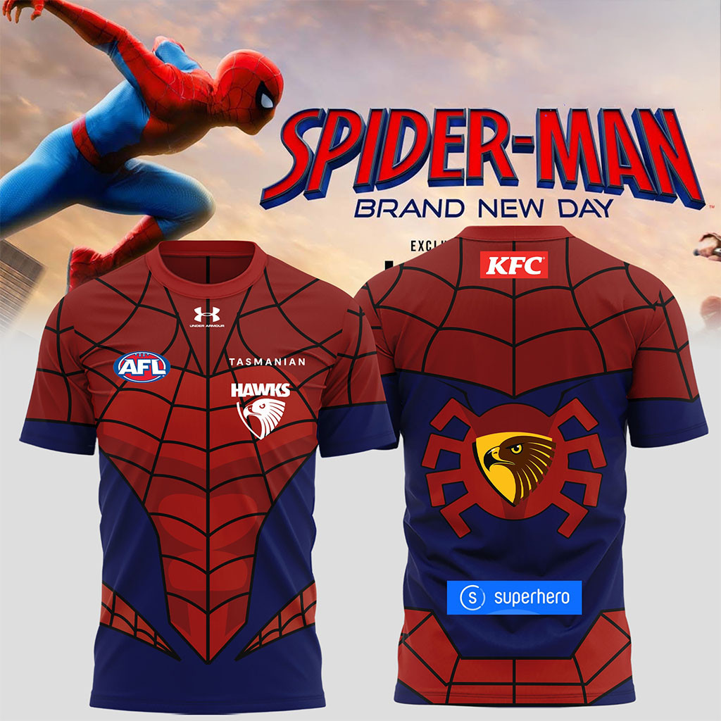 Hawthorn Hawks X Spider-Man Brand New Day 2026 T-Shirt Hawthorn Hawks Merch Gift For Brothers - Kdjoy