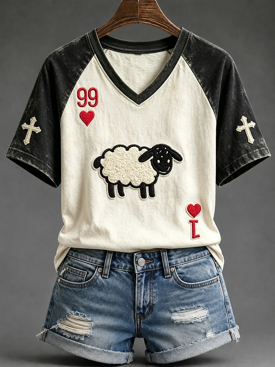 He Left The 99 Playing Card Inspired Faith V-Neck Shirt Christian Based Apparel Sisters Gifts - Kdjoy