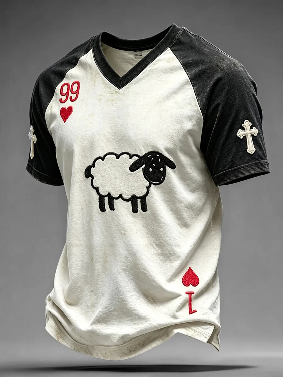 He Left The 99 Playing Card Inspired Faith V-Neck Shirt Gifts Ideas For Dad - Kdjoy