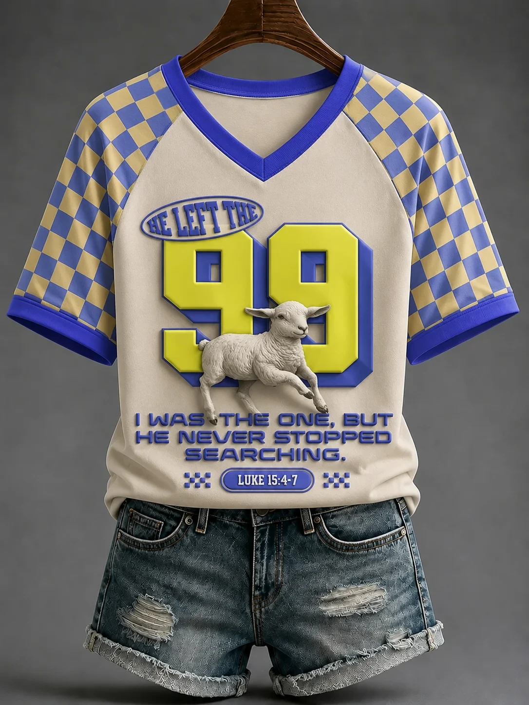 He Left The 99 V-Neck Shirt Bible Verse Clothing Unique Religious Gifts - Kdjoy