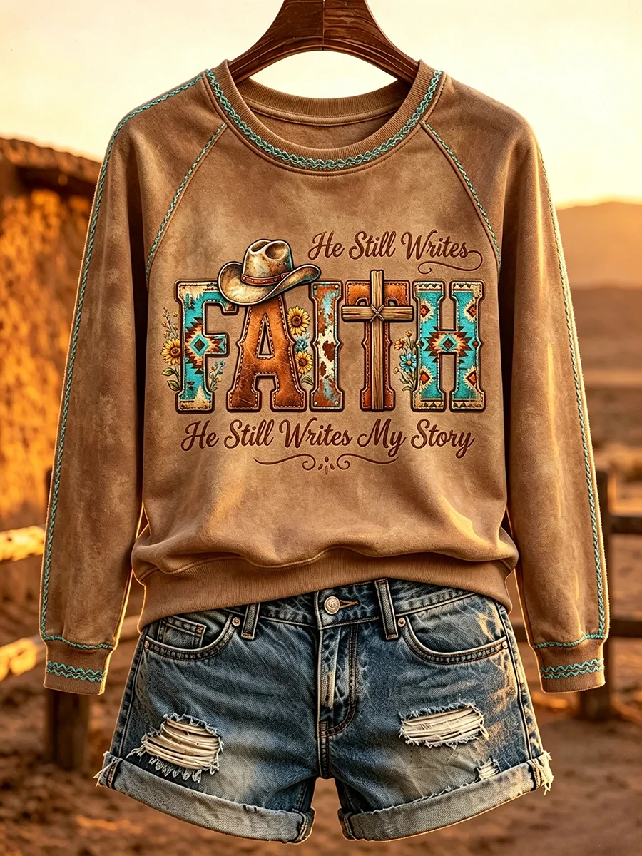 He Still Writes Faith He Still Writes My Story Sweatshirt Western Faith Merch Gifts For Women - Kdjoy