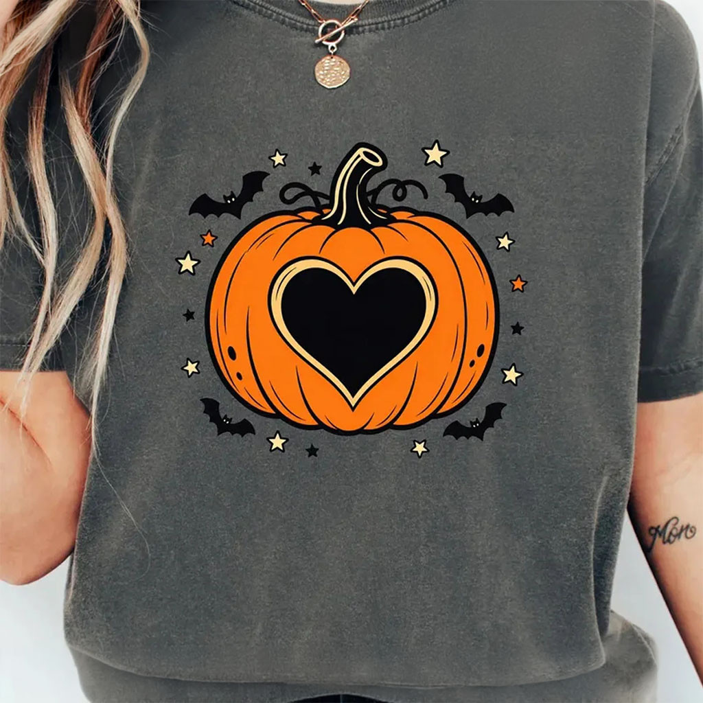 Heart Carved Pumpkin Shirt Halloween Shirt For Women Cute Fall Outfits Gift For Halloween - Kdjoy Heart Carved Pumpkin Shirt Halloween Shirt For Women Cute Fall Outfits Gift For Halloween - Kdjoy