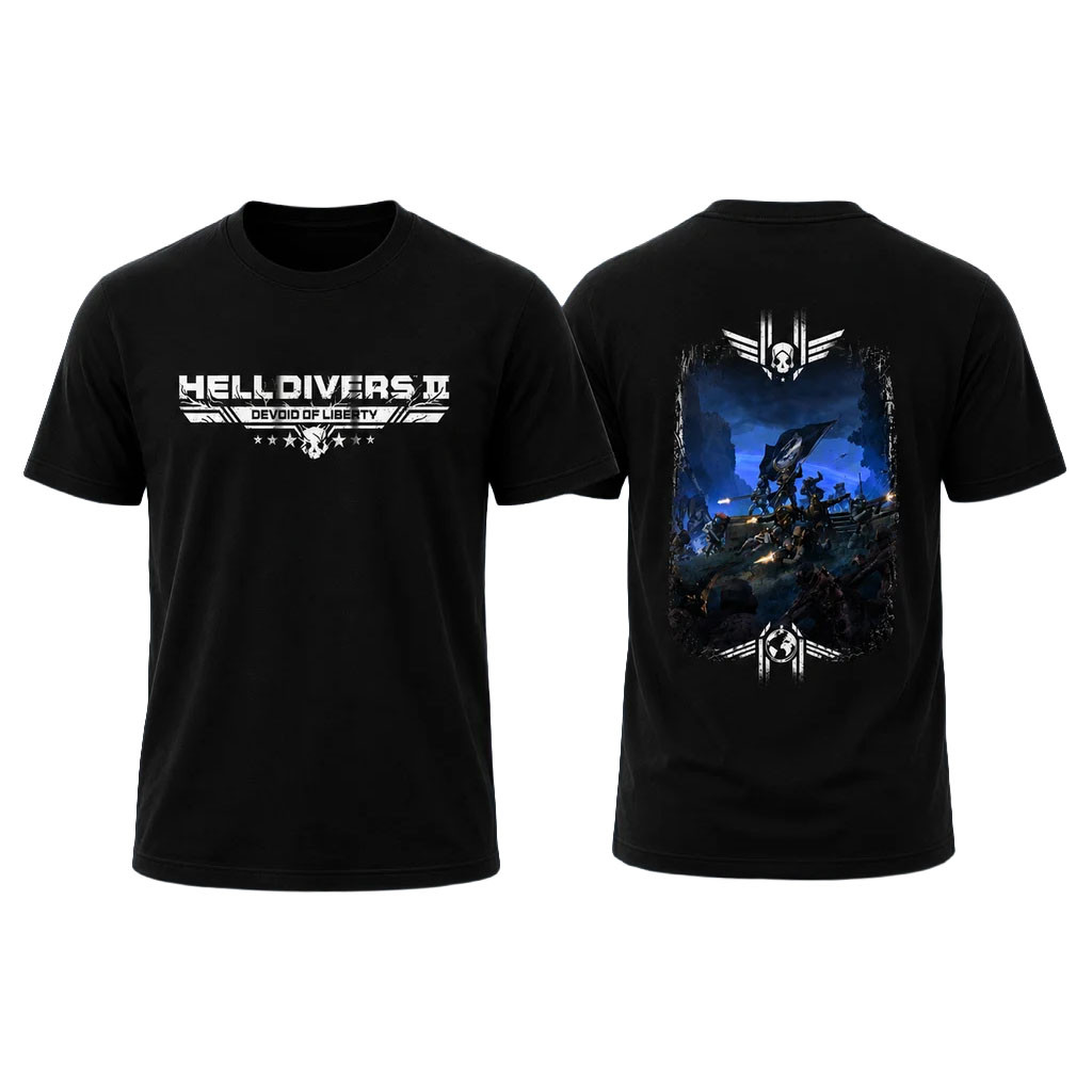 Helldivers Merch 2026 Helldivers II Devoid Of Liberty Black T-Shirt Video Game Lover Gift Ideas