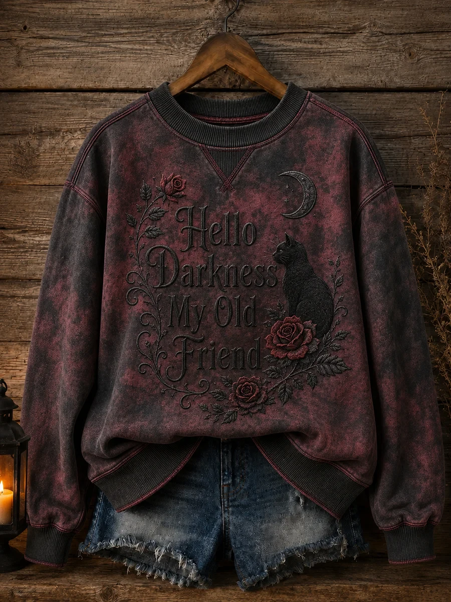Hello Darkness My Old Friend Halloween Sweatshirt Gothic Crow Clothing Gifts Ideas - Kdjoy Hello Darkness My Old Friend Halloween Sweatshirt Gothic Crow Clothing Gifts Ideas - Kdjoy