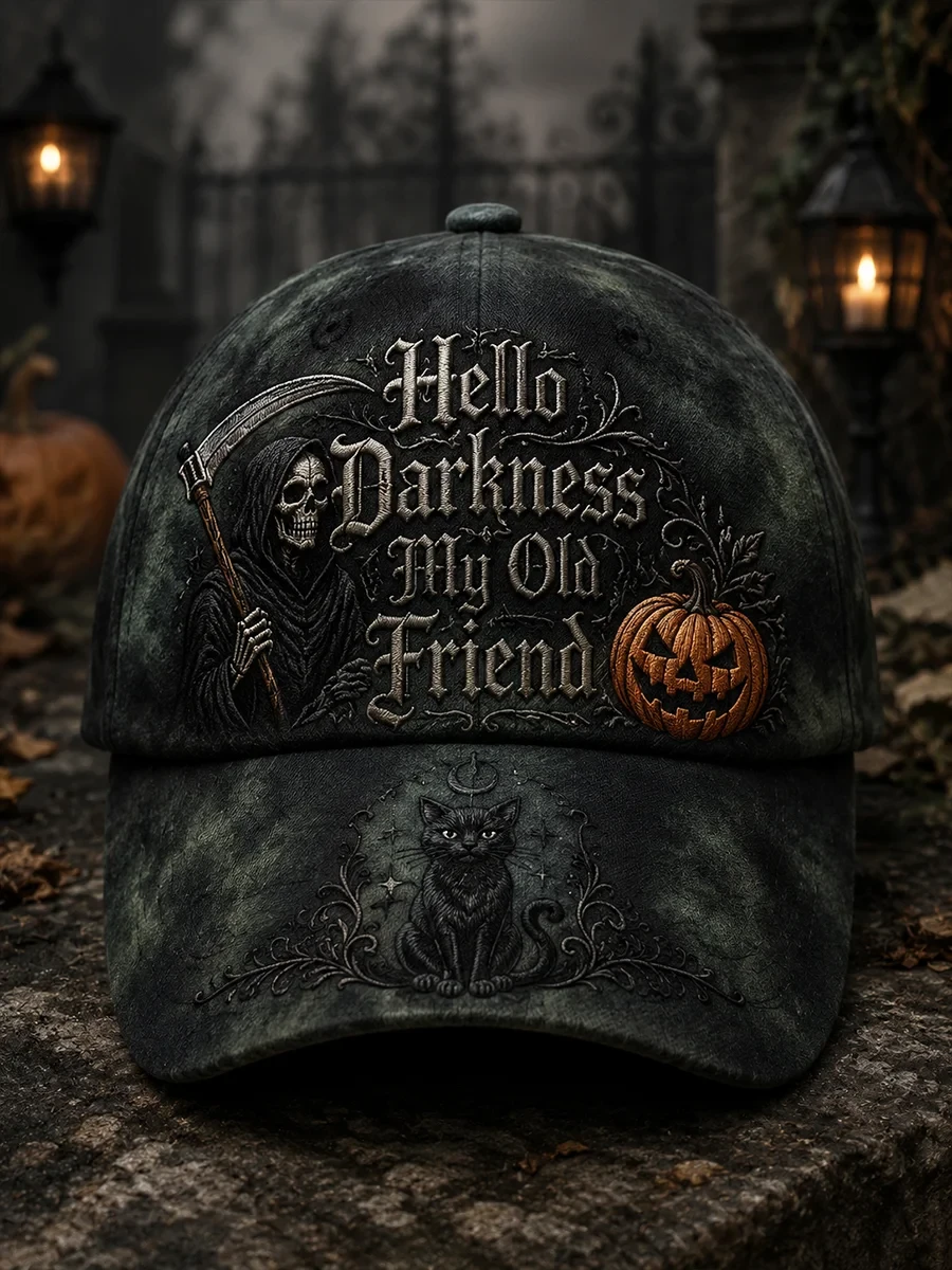 Hello Darkness My Old Friend Hat Halloween Spooky Merch Halloween Gifts For Her - Kdjoy