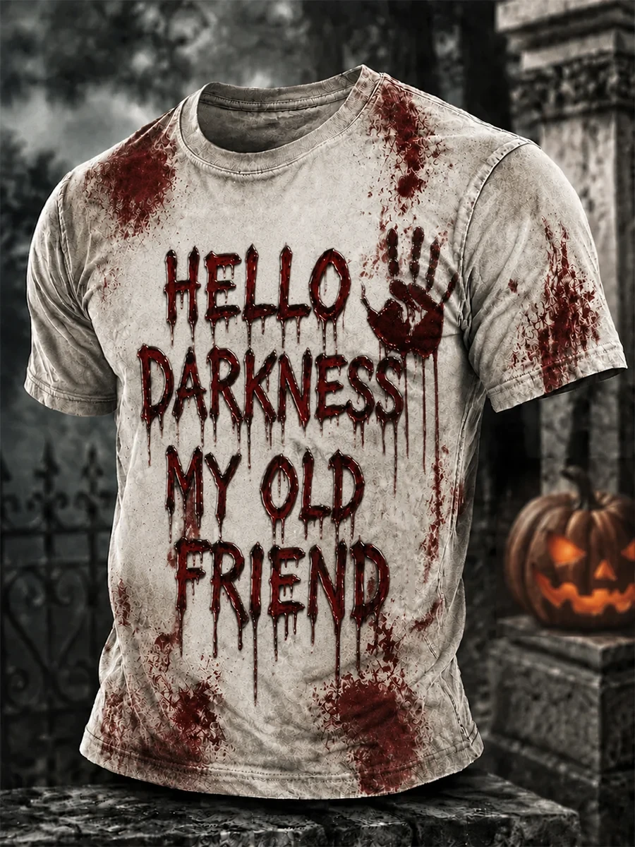 Hello Darkness My Old Friend T-Shirt Bloody Halloween Shirt Scary Gift for Him - Kdjoy