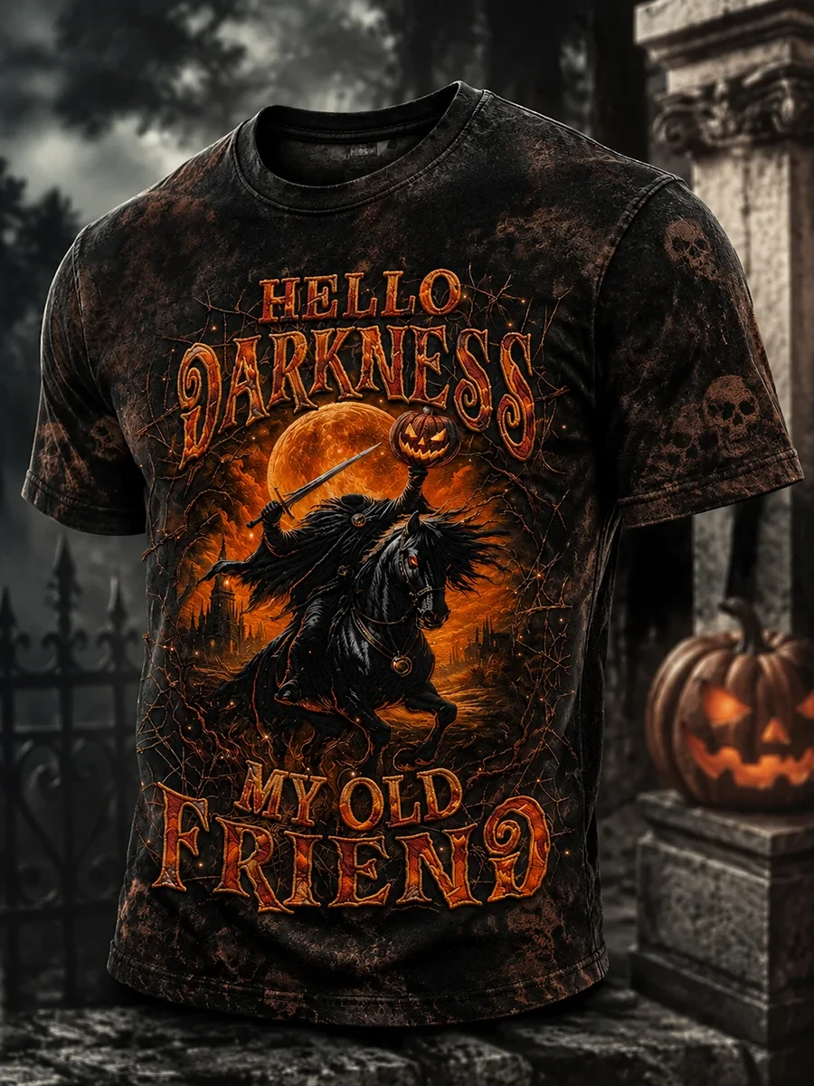 Hello Darkness My Old Friend T-Shirt Headless Horseman Shirt Halloween Themed Presents - Kdjoy