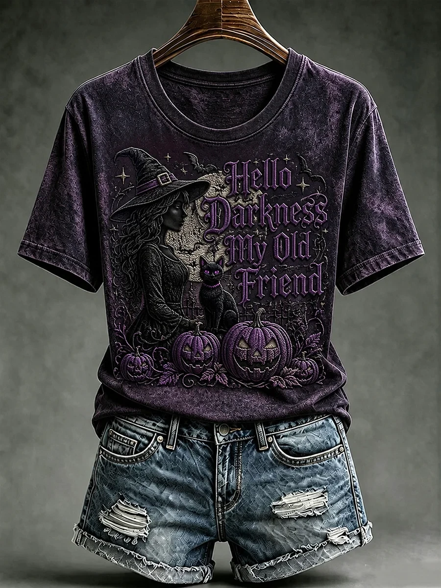 Hello Darkness My Old Friend T-Shirt Witch Outfit For Women Best Halloween Gifts - Kdjoy Hello Darkness My Old Friend T-Shirt Witch Outfit For Women Best Halloween Gifts - Kdjoy