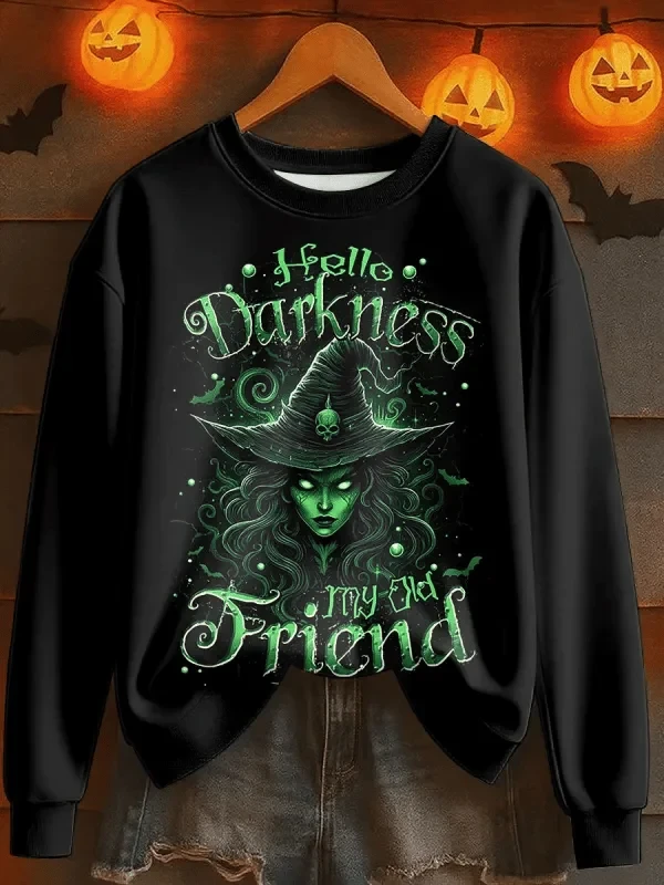 Hello Darkness Witch Sweatshirt Halloween My Old Friend Clothing Gift For Witches - Kdjoy Hello Darkness Witch Sweatshirt Halloween My Old Friend Clothing Gift For Witches - Kdjoy