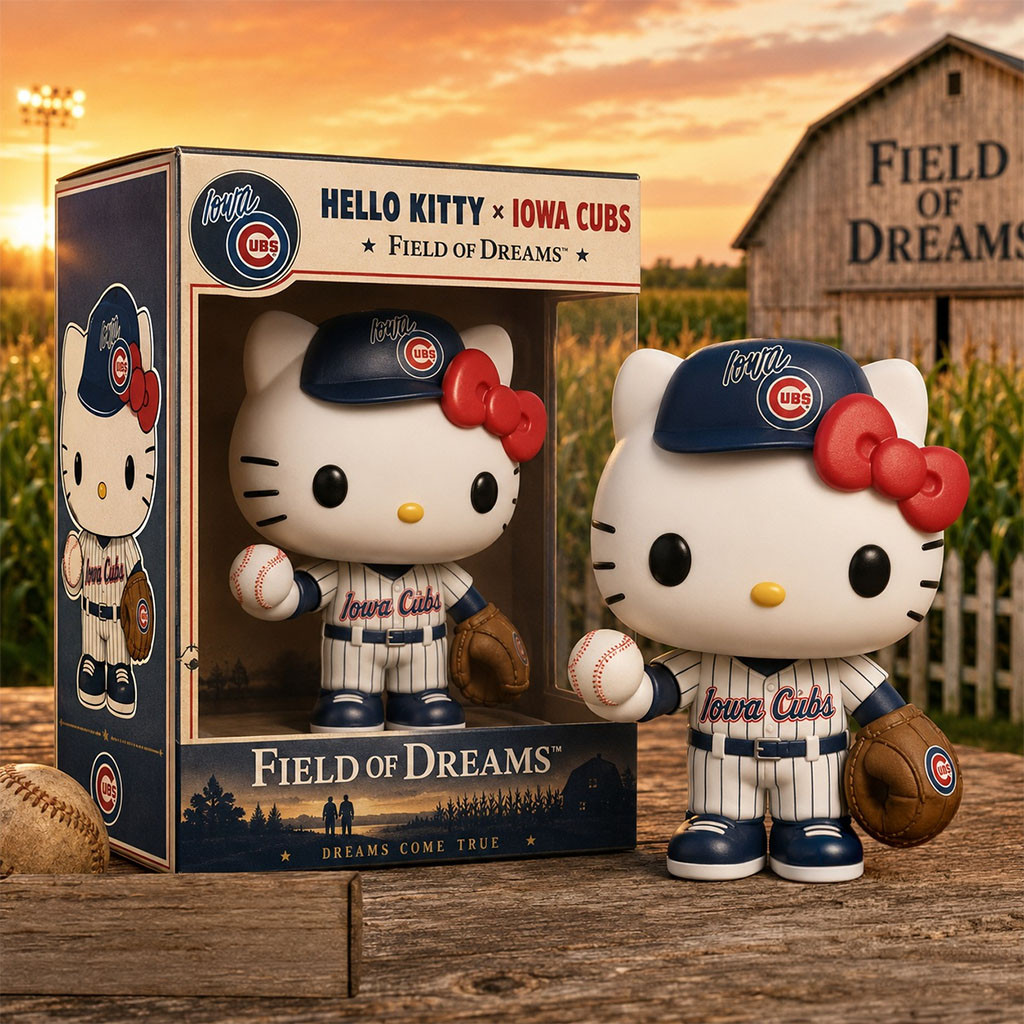 Hello Kitty X Iowa Cubs Field Of Dreams Collectible Funko Pop Iowa Cubs Merch Baseball Fan Gift - Kdjoy