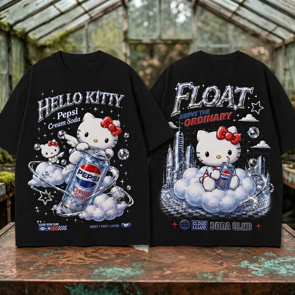 Hello Kitty X Pepsi Cream Soda 2026 T-Shirt Float Above The Ordinary Shirt Cute Gift Ideas - Kdjoy
