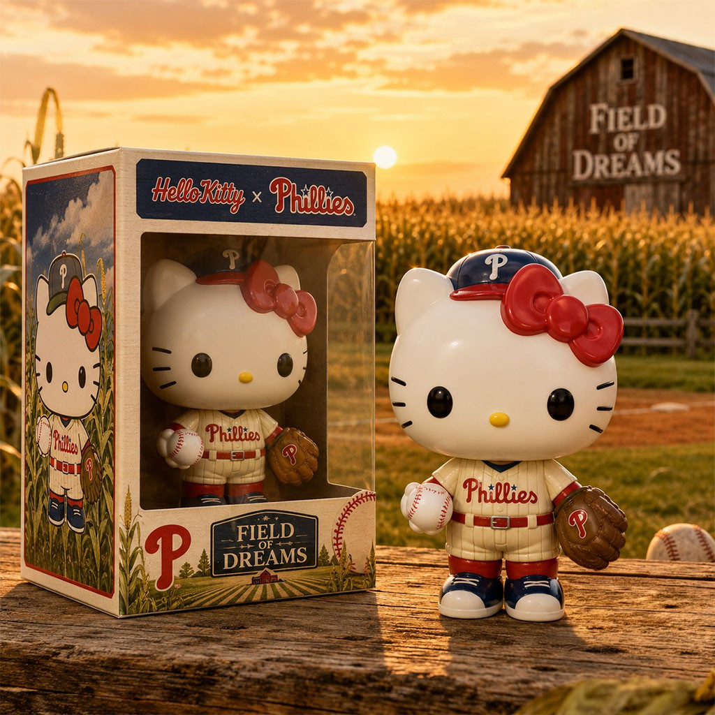Hello Kitty X Philadelphia Phillies Field Of Dreams Funko Pop Phillies Merch Baseball Fan Gifts - Kdjoy