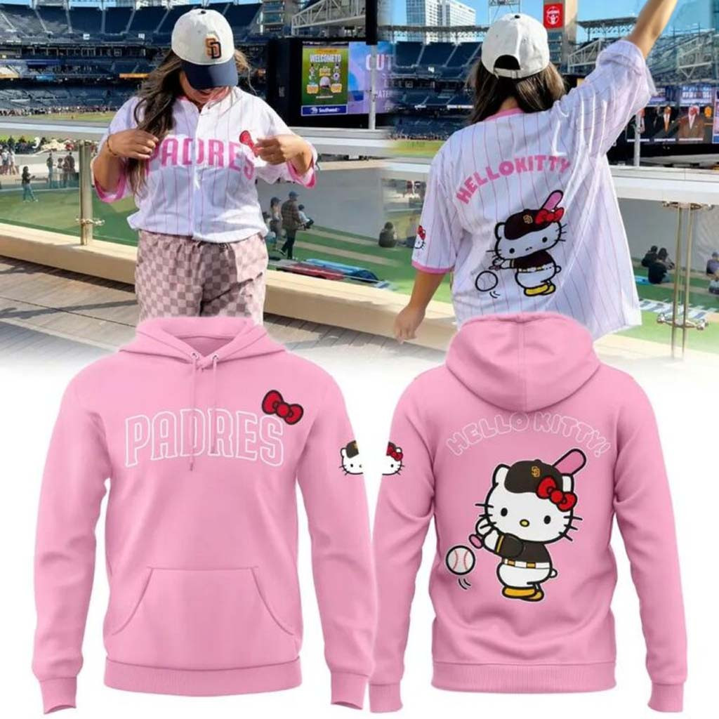 Hello Kitty X San Diego Padres 2026 Hoodie Cute Game Day Outfits SD Padres Merch Fan Gifts - Kdjoy