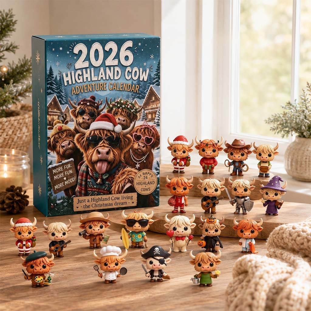 Highland Cow Advent Calendar 2026 Countdown Box Christmas Gift For Cow Lovers - Kdjoy