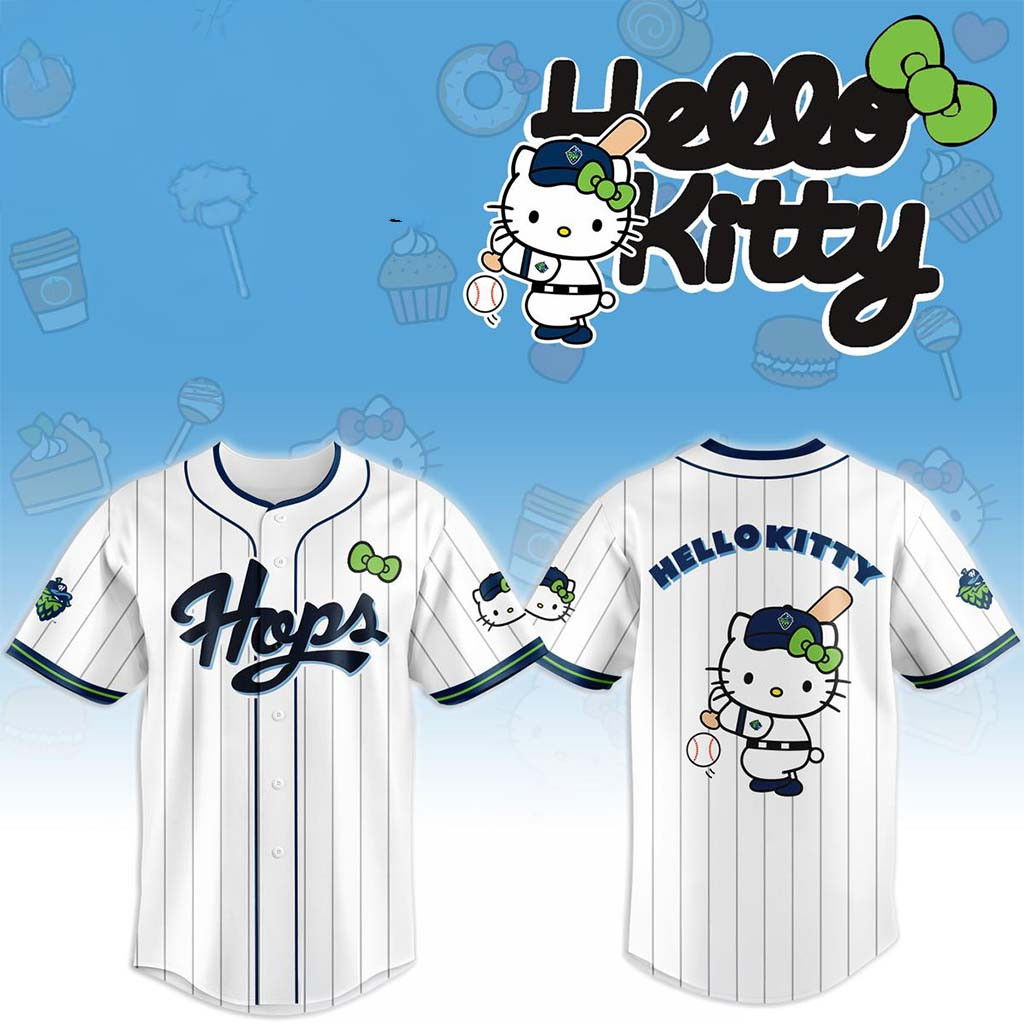 Hillsboro Hops X Hello Kitty Classic Striped 2026 Night Game Jersey Hillsboro Hops Merch Gifts - Kdjoy