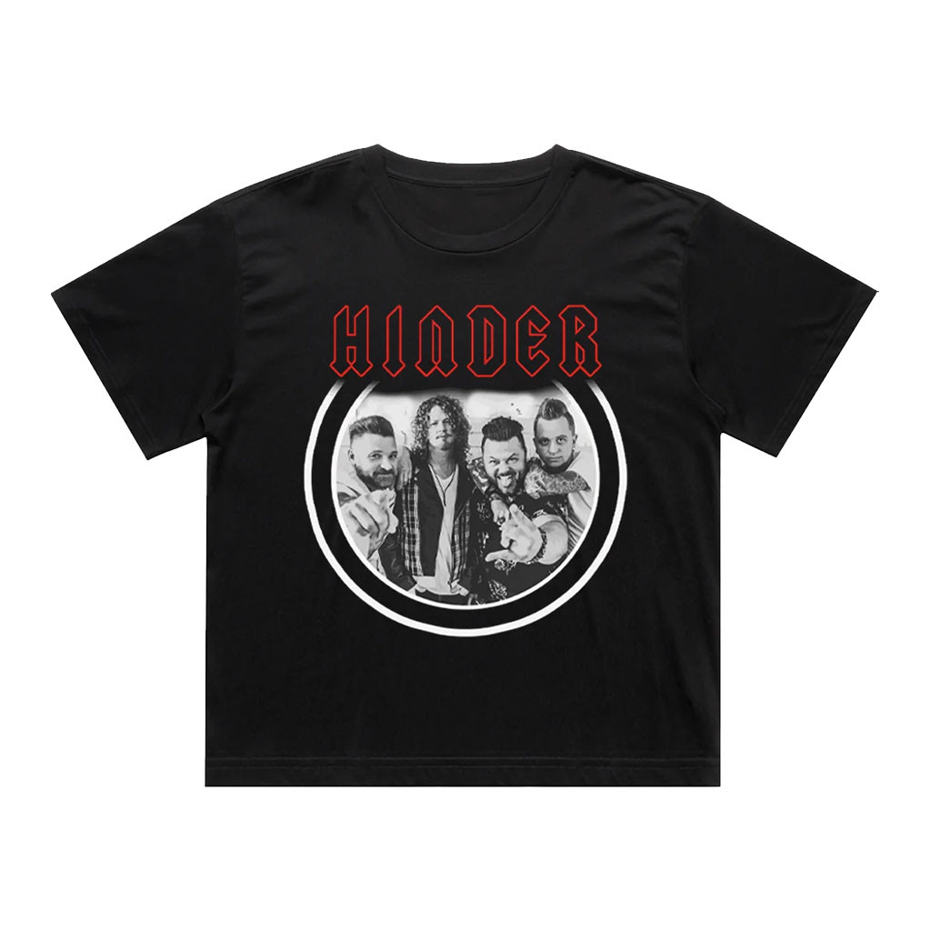 Hinder Music Merch 2026 Portrait Cropped Tee Rock Music Lover Gift Ideas For Her