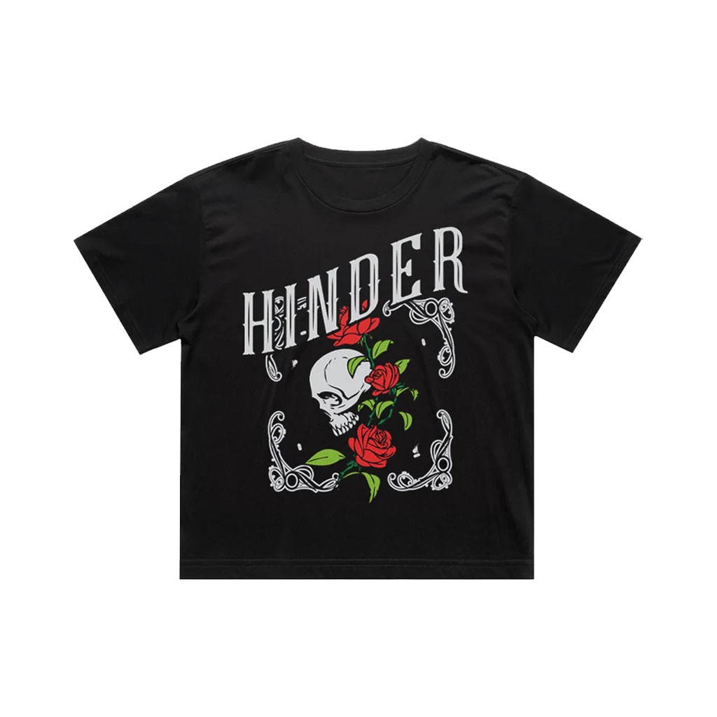 Hinder Music Merch 2026 Skull Rose Cropped Tee Unique Gift For Girlfriend