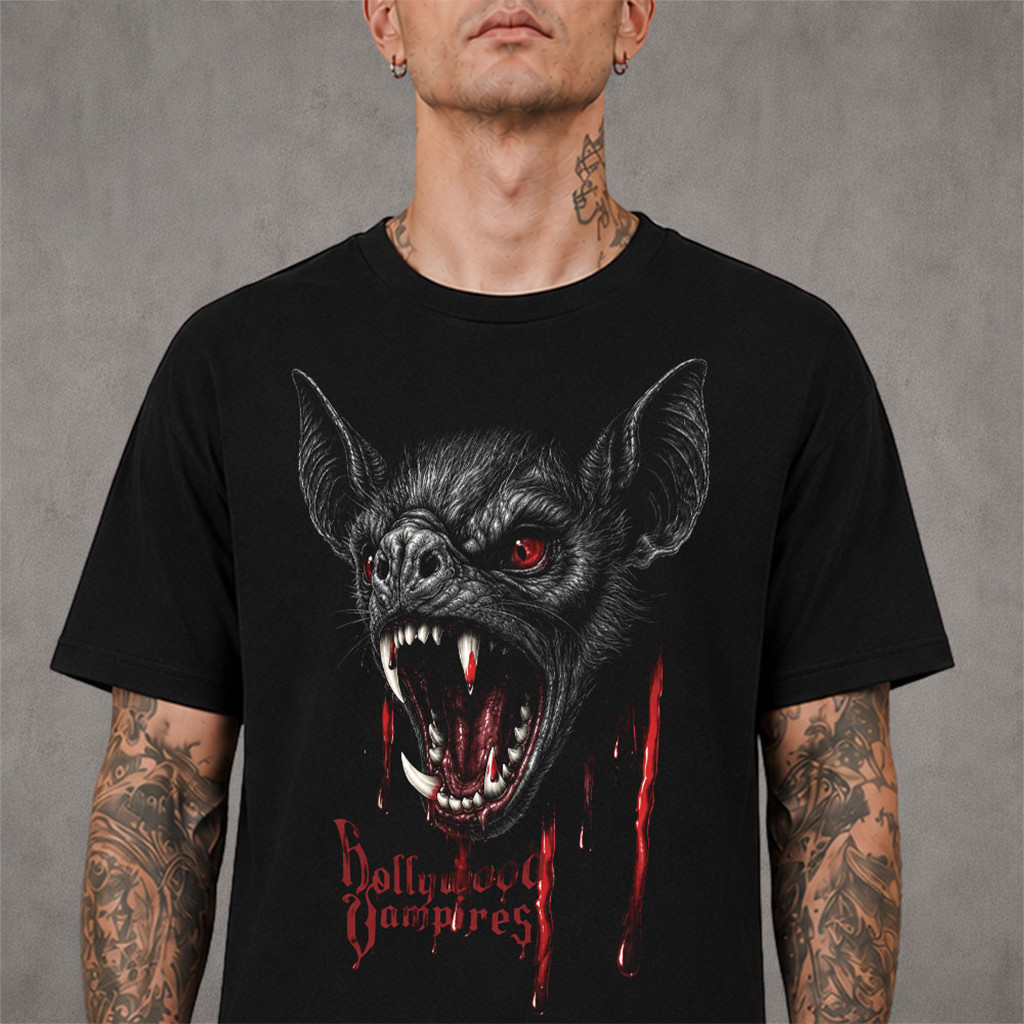 Hollywood Vampires Merch Europe And UK 2026 Tour The Bat T-Shirt Gifts For Husband - Kdjoy Hollywood Vampires Merch Europe And UK 2026 Tour The Bat T-Shirt Gifts For Husband - Kdjoy