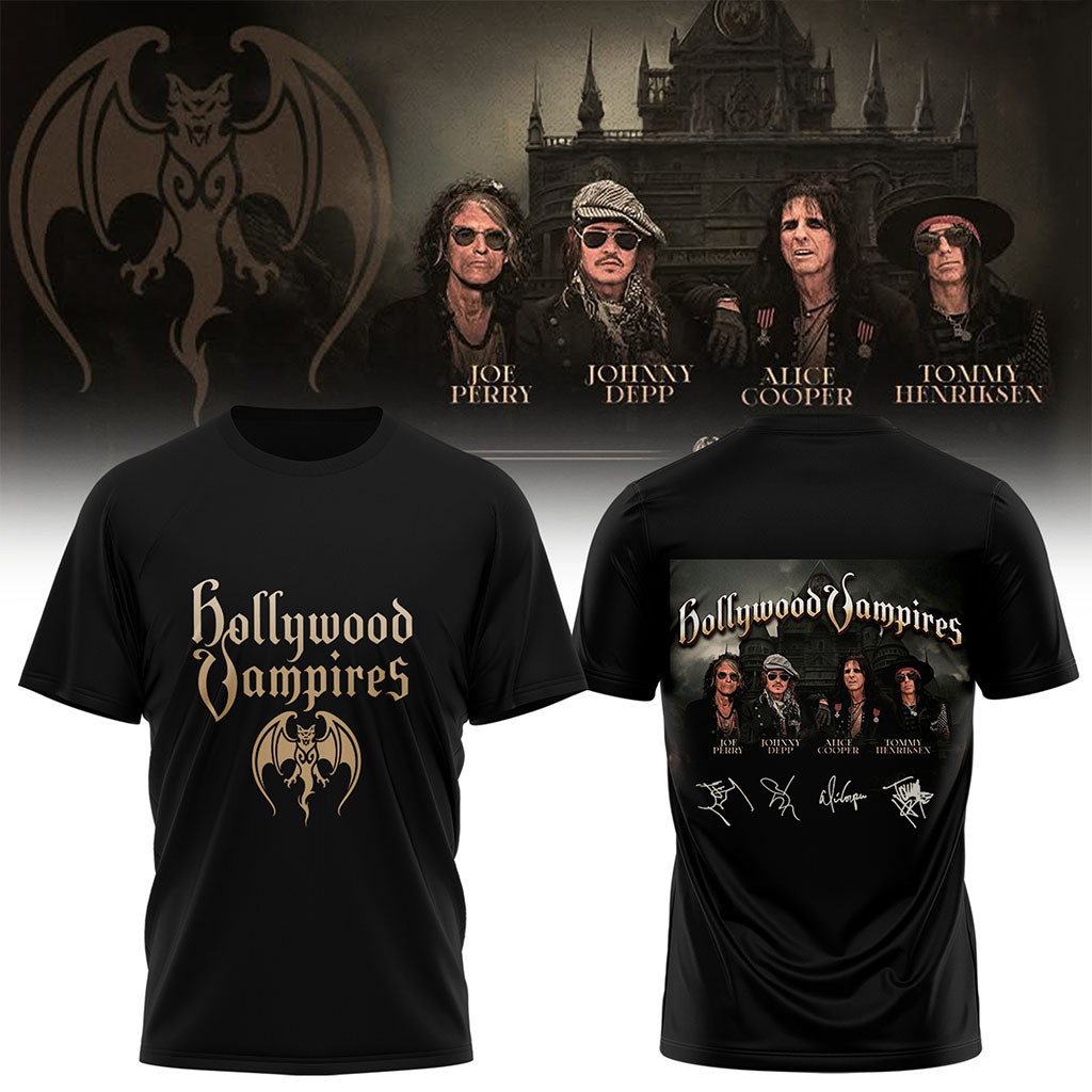 Hollywood Vampires World Tour 2026 Signed T-Shirt Black Hollywood Vampires Merch Gift For Fans - Kdjoy Hollywood Vampires World Tour 2026 Signed T-Shirt Black Hollywood Vampires Merch Gift For Fans - Kdjoy