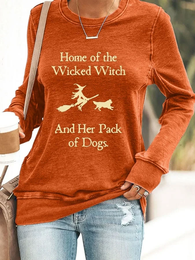 Home Of The Wicked Witch Long Sleeve Shirt And Her Pack Of Dogs Clothes Gifts - Kdjoy Home Of The Wicked Witch Long Sleeve Shirt And Her Pack Of Dogs Clothes Gifts - Kdjoy