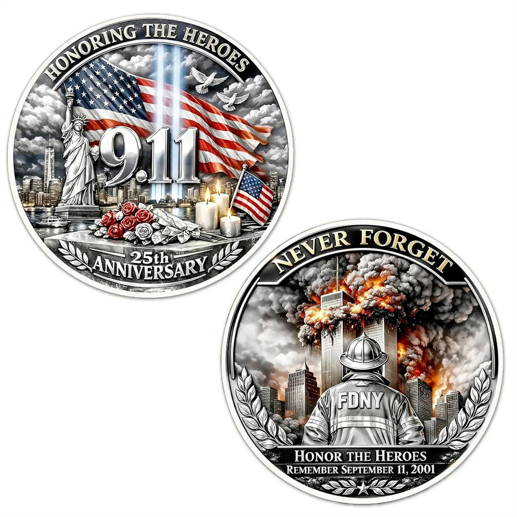 Honoring 9 11 The Heroes 25th Anniversary Coin Never Forget Coin Patriotic Gifts - Kdjoy Honoring 9 11 The Heroes 25th Anniversary Coin Never Forget Coin Patriotic Gifts - Kdjoy