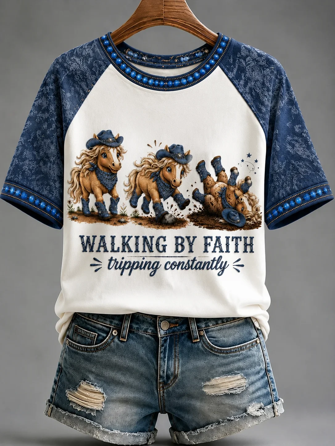 Horse Walking By Faith Tripping Constantly T-Shirt Funny Christian Apparel Religious Gift Idea - Kdjoy Horse Walking By Faith Tripping Constantly T-Shirt Funny Christian Apparel Religious Gift Idea - Kdjoy