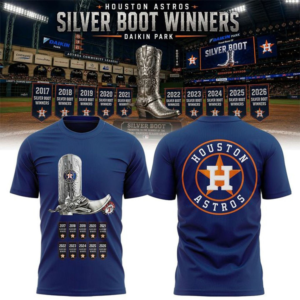Houston Astros Silver Boot Series 2026 Shirt Houston Astros Merch Baseball Lover Gifts - Kdjoy Houston Astros Silver Boot Series 2026 Shirt Houston Astros Merch Baseball Lover Gifts - Kdjoy