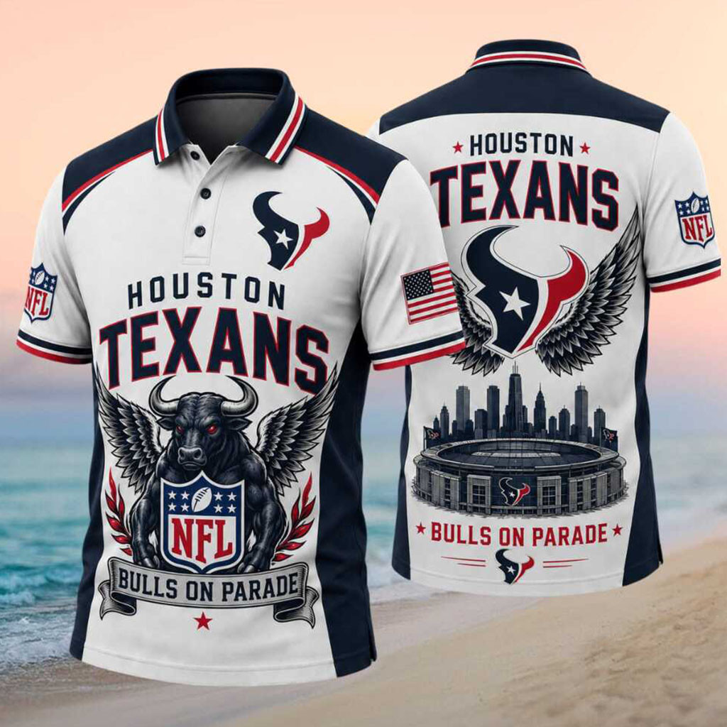 Houston Texans Merch Houston Texans Bulls On Parade Polo Shirt Football Fans Gifts - Kdjoy