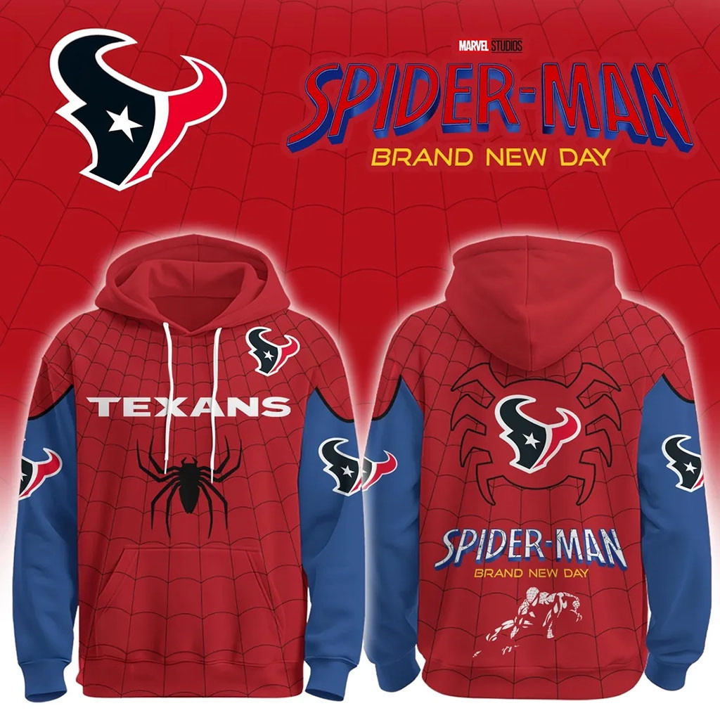 Houston Texans Spider-Man Brand New Day Red Hoodie Houston Texans Merch Gift For Him Houston Texans Spider-Man Brand New Day Red Hoodie Houston Texans Merch Gift For Him