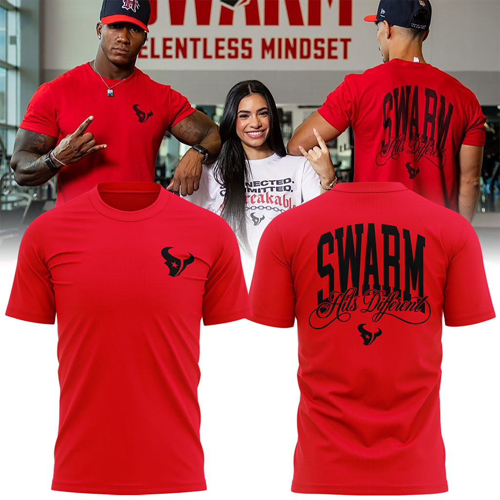 Houston Texans SWARM Red T-Shirt Hits Different Shirt Houston Texans Merch Gift For Fans - Kdjoy Houston Texans SWARM Red T-Shirt Hits Different Shirt Houston Texans Merch Gift For Fans - Kdjoy