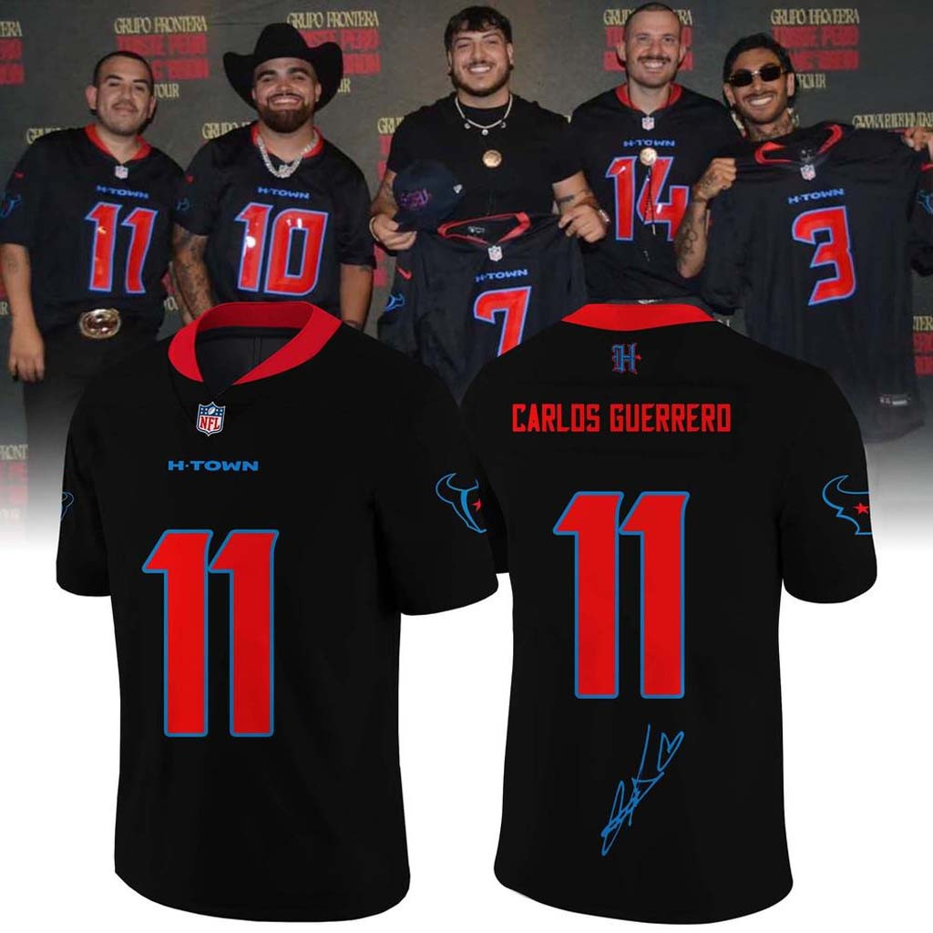 Houston Texans X Grupo Frontera Merch #11 Carlos Guerrero Jersey Shirt Signature Fan Apparel - Kdjoy Houston Texans X Grupo Frontera Merch #11 Carlos Guerrero Jersey Shirt Signature Fan Apparel - Kdjoy