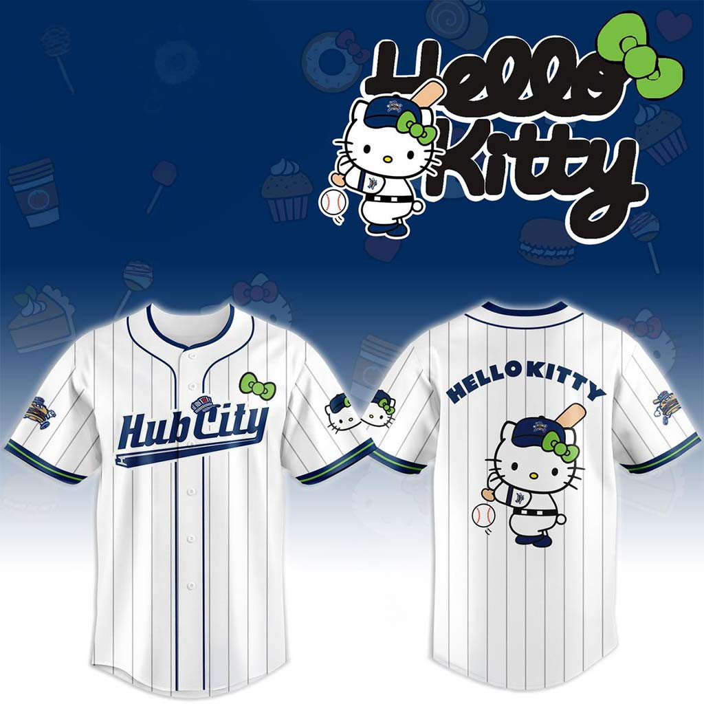 Hub City Spartanburgers X Hello Kitty Striped 2026 Night Game Jersey Spartanburgers Merch - Kdjoy