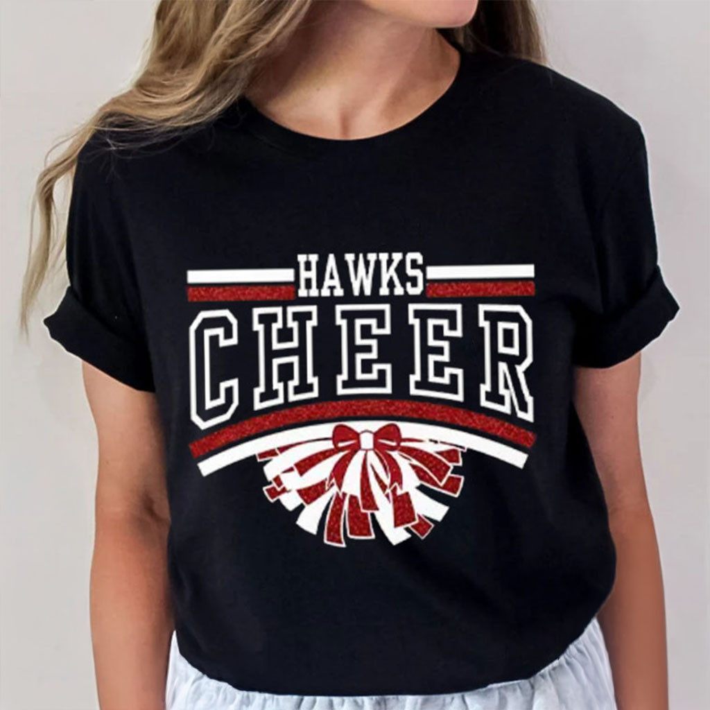 Hutchinson Hawks Cheer Maroon Glitter T-Shirt Black Birthday Ideas For Sisters - Kdjoy