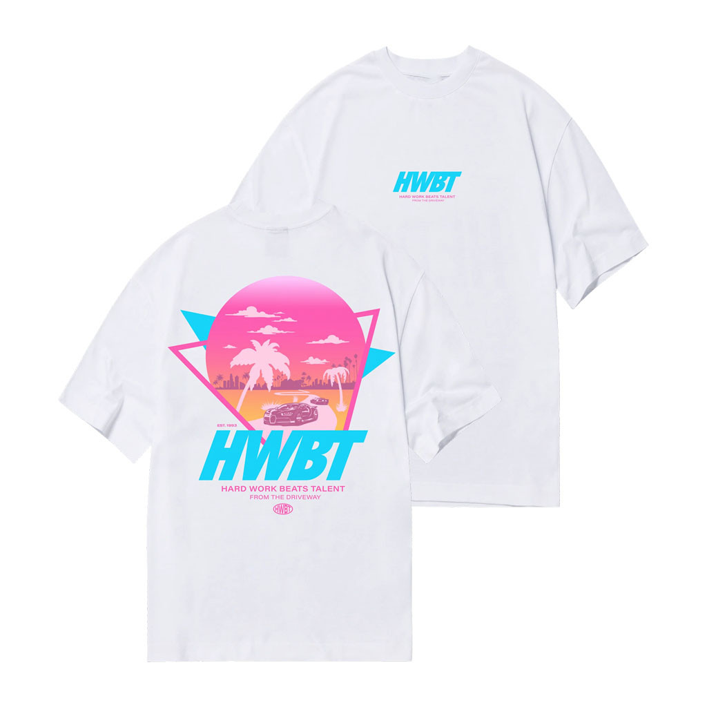 HWBT Merch 2026 Ocean Drive T-Shirt White Hard Work Beats Talent Shirt Best Gift Ideas - Kdjoy