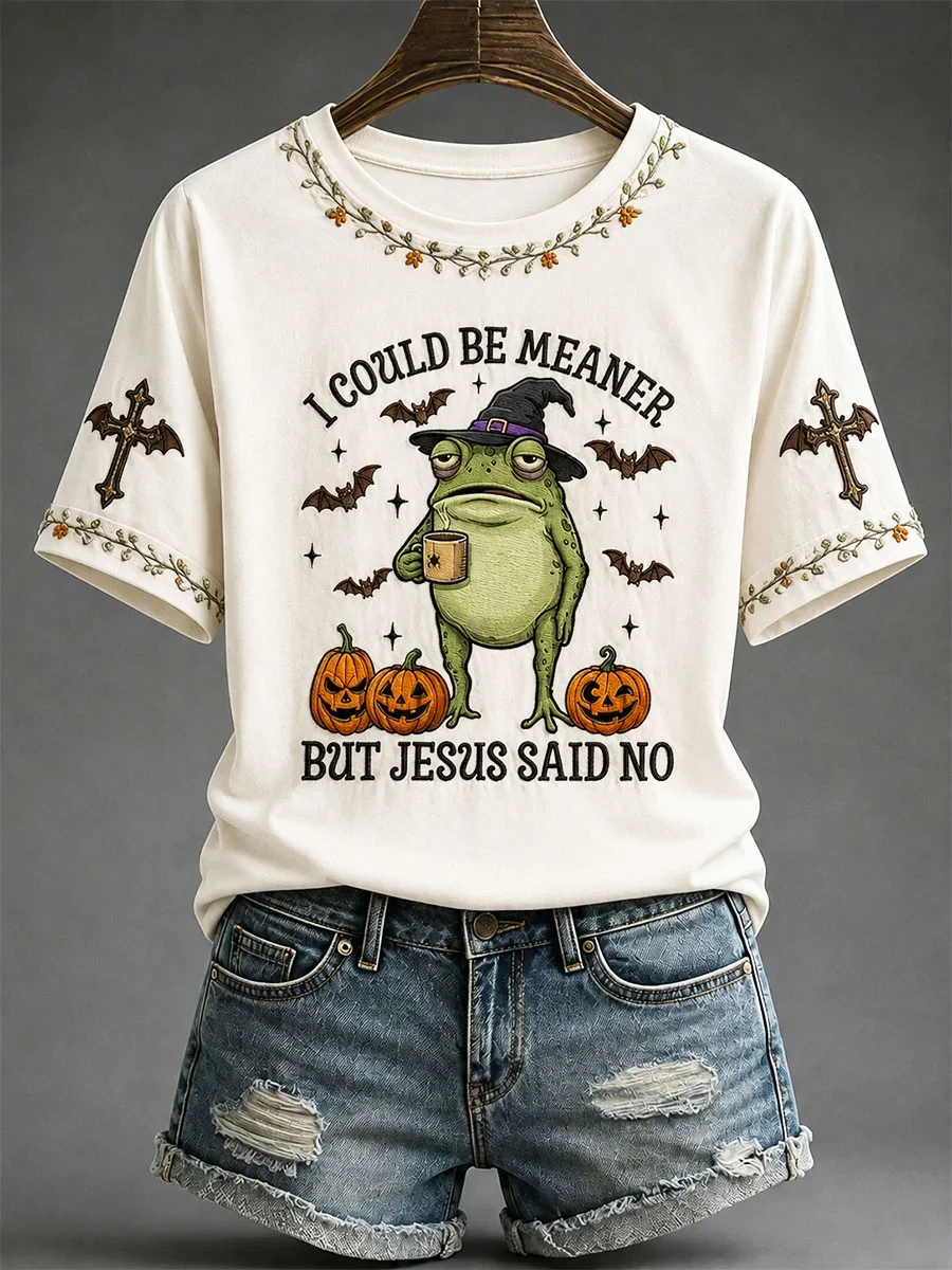 I Could Be Meaner But Jesus Said No Frog T-Shirt Fun Faith Halloween Shirt Christian Gifts - Kdjoy