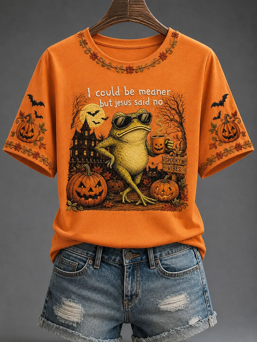 I Could Be Meaner But Jesus Said No Frog T-Shirt Funny Halloween Shirt Faith Based Gifts - Kdjoy