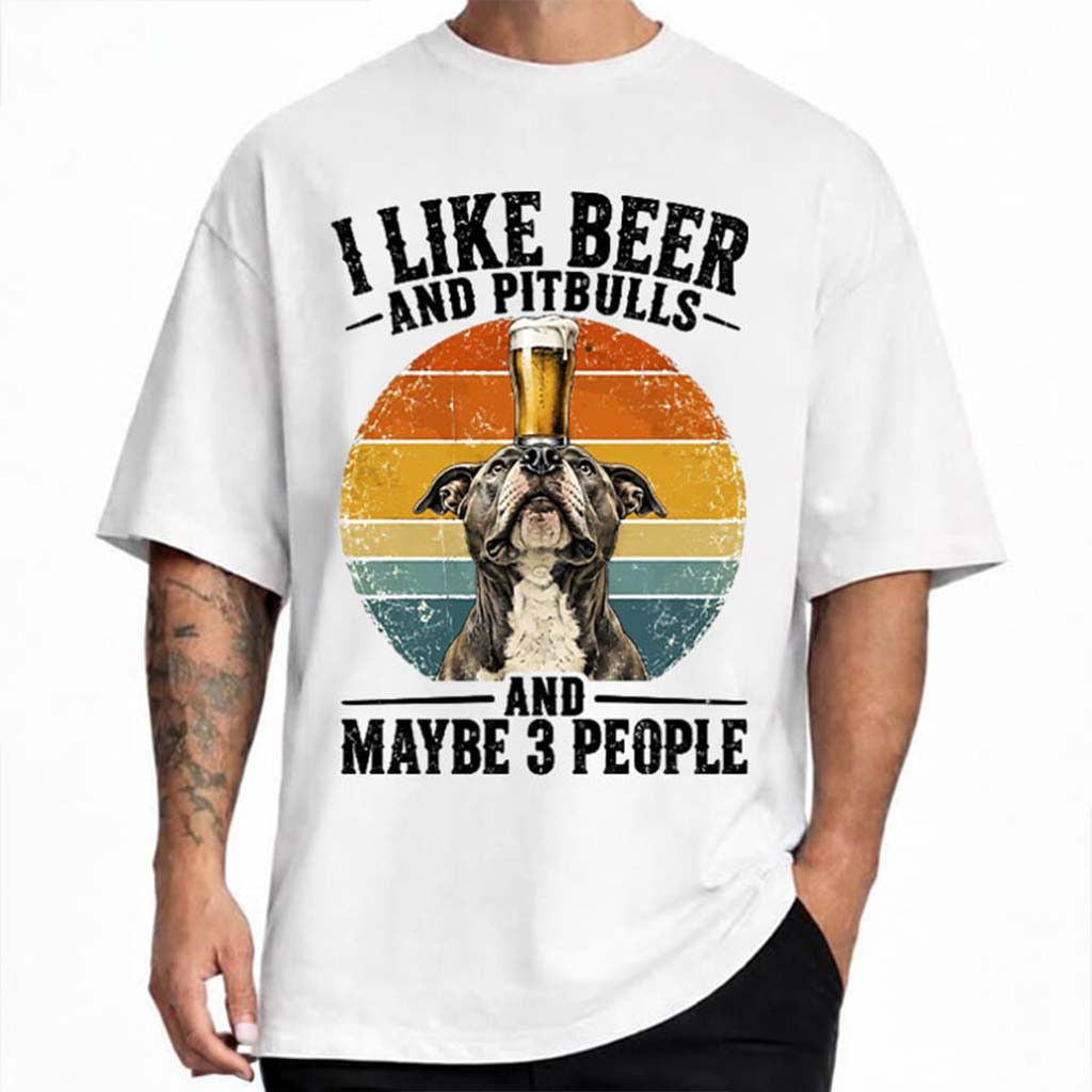I Like Beer And Pitbulls Shirt Pitbull Beer Lover Funny T-Shirt Best Gifts For Friends - Kdjoy