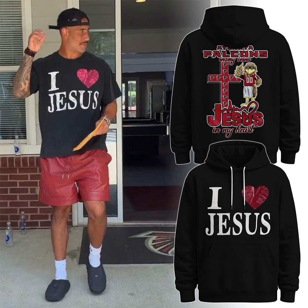 I Love Jesus x Atlanta Falcons In My Veins Hoodie 2026 Christian Apparel Atlanta Falcons Merch - Kdjoy