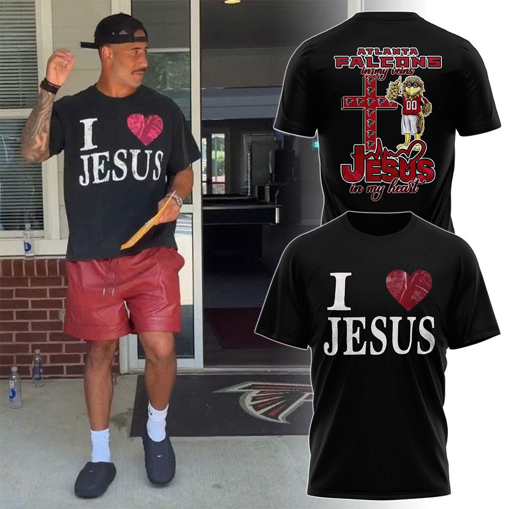 I Love Jesus x Atlanta Falcons In My Veins T-Shirt 2026 Christian Shirt Atlanta Falcons Merch - Kdjoy