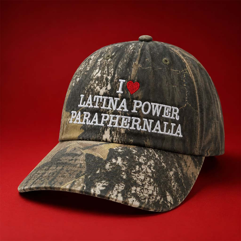 I Love Latina Power Paraphernalia Camo Hat Embroidered Latina Power Merch Gift For Friends - Kdjoy