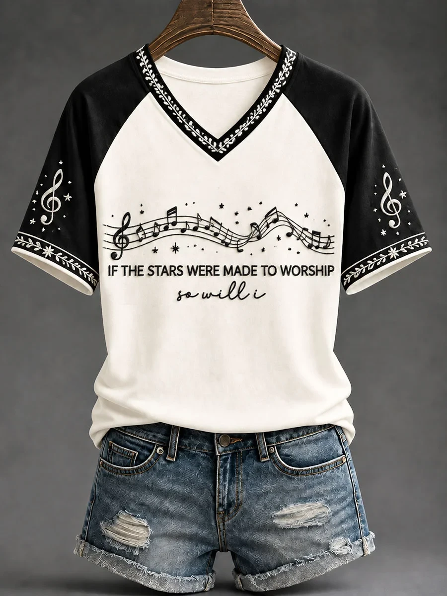 If The Stars Were Made To Worship So Will I V-Neck Shirt Christian Apparel Gift For Mom - Kdjoy If The Stars Were Made To Worship So Will I V-Neck Shirt Christian Apparel Gift For Mom - Kdjoy