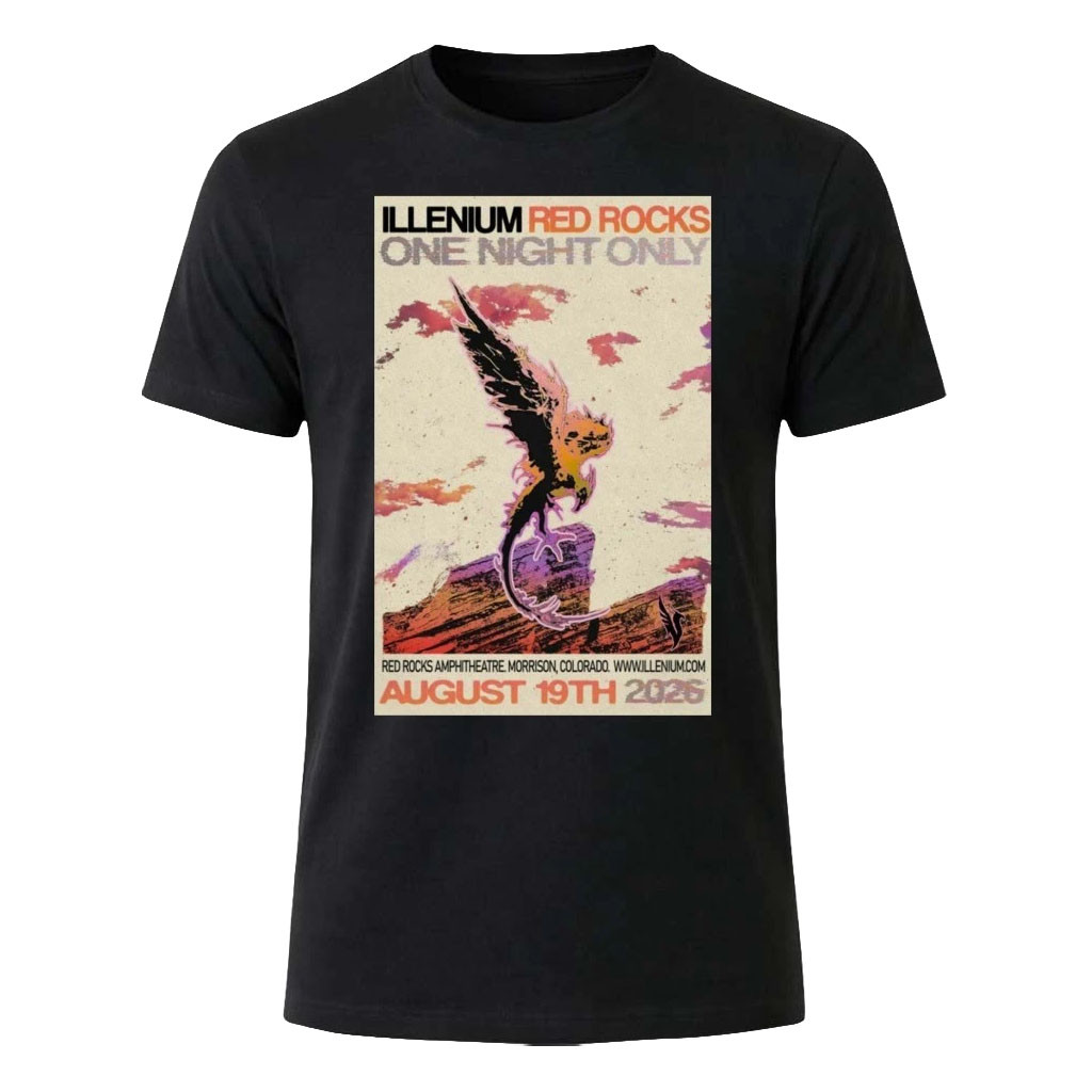 Illenium Merch 2026 Illenium Red Rocks Amphitheatre Morrison August 19 Event Poster T-Shirt - Kdjoy