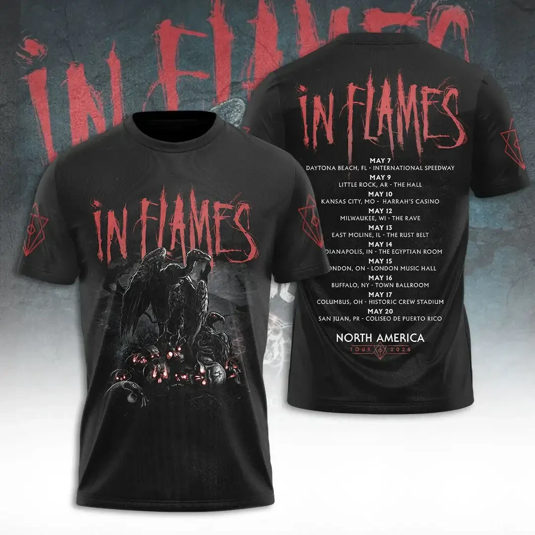 In Flames North America Tour 2026 T-Shirt In Flames Merch Gifts For Music Lovers - Kdjoy